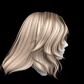 Human Head Model With Blonde Long Curly Hair And Facial Features On Black Background