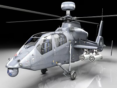 Modern Military Helicopter With Radar System And Weapon Pods Design 3d model