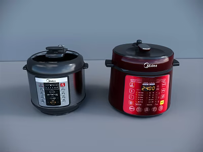 Midea Electric Pressure Cookers Black And Red With Digital Control Panel 3d model