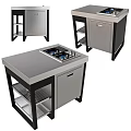 Stainless Steel Kitchen Workbench Appliances With Gas Stove Countertop Drawer And Shelf