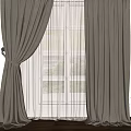 Beige Linen Curtains With Elegant Drapery For Home Window Decoration