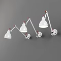 Modern Adjustable Wall Lamp With White Lampshade And Red Accents On Grey Wall