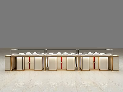 Modern Jewelry Store Interior With Glass Display Cases Wooden Structure And White Countertops 3d model