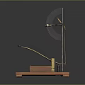 Vintage Scientific Instrument With Wooden Base And Metal Stand Featuring Semicircular Measuring Component