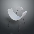 Elegant Modern White Single Chair With Curved Backrest And Metal Legs Design