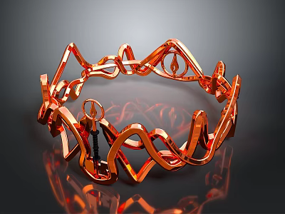 Stylish Orange Lifestyle Bracelet With Intricate Wave Design And Smooth Finish 3d model