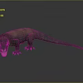Realistic Komodo Dragon With Open Mouth Extended Tongue And Brown Green Body On Gray Background