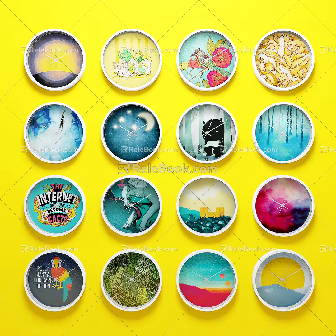 Modern clock wall clock combination decoration 3d model