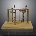 Wooden Hardware Tools Display Stand With Vintage Knobs And Components