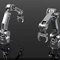 Hardware Tools Silver Mechanical Arms With Metal Clamps On Black Reflective Surface