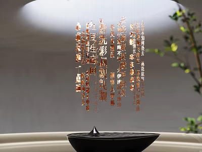 Modern Copper Chandelier With Hanging Decorative Pendants And Artistic Lighting Design 3d model