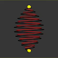 Decorative Household Item With Spiral Structure Red And Black Lines And Yellow Spheres Design