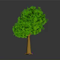 3D Scene Component Tree With Green Leaves Brown Trunk Yellow Base And Purple Decorations