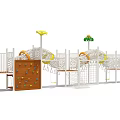 Kindergarten Outdoor Playground With Climbing Net Slide Rock Wall And Swings