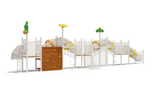 Outdoor Amusement Equipment Kindergarten Outdoor Large Toy Slide Climbing Wall 3d model