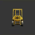Detailed Yellow Forklift Model With Cab Forks Wheels And Reflective Surface 3d model