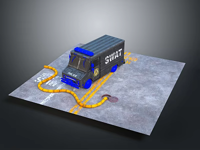 Kids SWAT Toy Truck Play Set With Blue Lights And Yellow Caution Tape 3d model