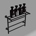 Modern Black Metal Wall Mounted Bathroom Shelf With Toiletries And Towel Storage