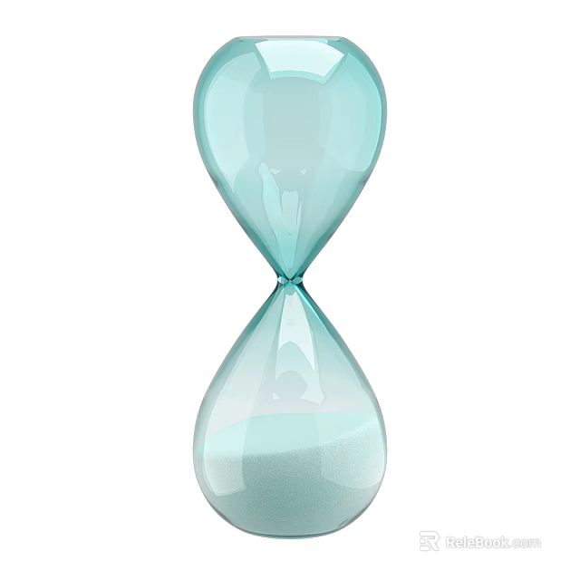 Elegant Light Blue Glass Hourglass With Smooth Sand And Classic Shape 3d model 
