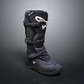 Black Motorcycle Boots With Multiple Straps And Protective Thick Sole Design 3d model
