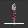 Stylish White Scooter With Red Black Deck And White Wheels On Dark Background