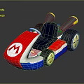 Mario Themed Go Kart With Red White Blue Body And Yellow Wheels