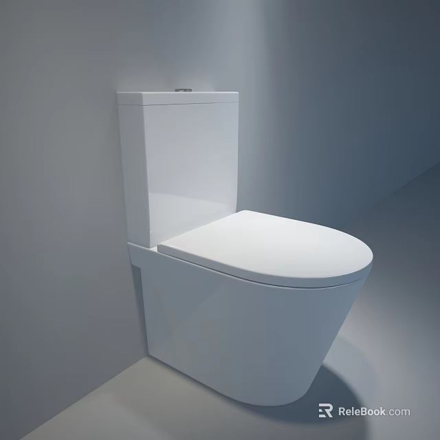 Modern White Toilet with Sleek Design in Minimalist Bathroom Interior 3d model 