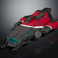Red And Black Futuristic Spaceship Design With Cosmic Travel Structural Details 3d model