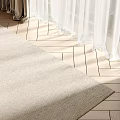 Modern Square Carpet Wood Floor Curtain Gauze Curtain 3d model
