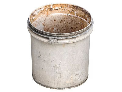 Vintage Barrel Shaped Ceramic Container With Worn Surface And Rusty Rim 3d model
