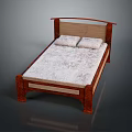 Cozy Wooden Bed Frame With Two Pillows And Light Mattress For Multiple People