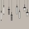 Modern Pendant Lights Hanging On Light Wall With Different Designs Metal Frames And Transparent Shades