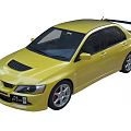 Yellow Sporty Sedan Car With Rear Spoiler And Alloy Wheels Grille Design