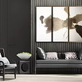 Modern casual flannel single and double sofa corner accessories combination 3d model