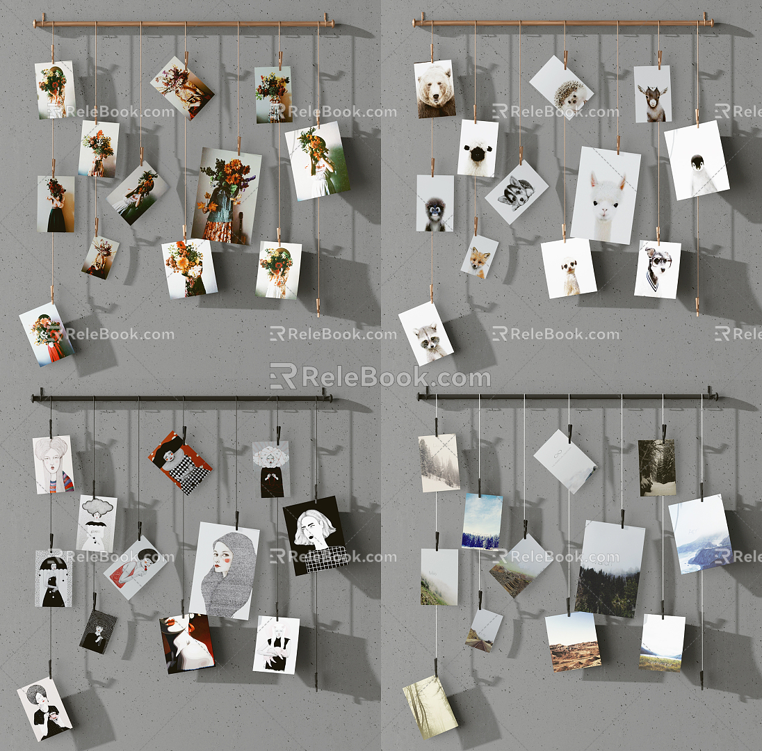 Modern Photo Wall Wall Decorations Photo Wall Combination 3d model