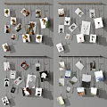 Creative Photo Wall With Family Photos And Art Prints Hanging On Strings