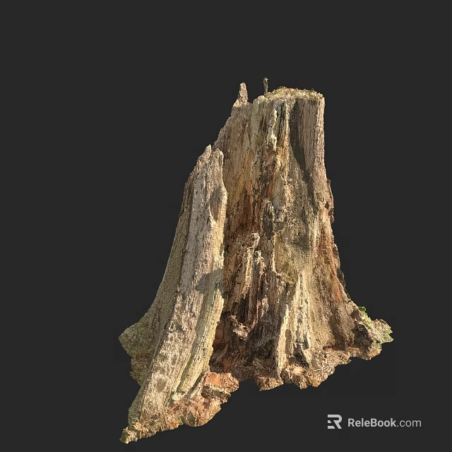 Natural Stone Wood Stump With Rough Texture And Weathered Surface Details 3d model 