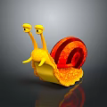 Cartoon Anthropomorphic Snail Character With Big Eyes Yellow Body And Red Spiral Shell