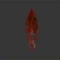Ancient Red Stone Arrowhead With Geometric Base Design And Reflective Surface