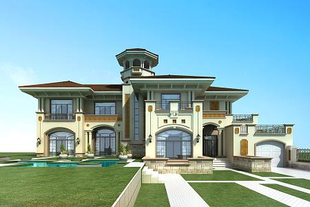 Mediterranean Villa Spanish Villa 2nd Floor 3d model