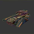Futuristic Black And Orange Armored Tank With Cannon And Tracks Design