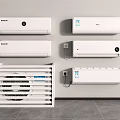 White Wall Mounted Air Conditioners and Standing Fan for Indoor Home Cooling Solutions