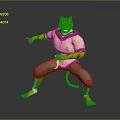 Tiger Character In Martial Arts Pose Wearing White Shirt Khaki Pants On Gray Gradient Background