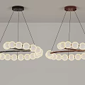 Modern Circular Bulb Chandeliers With Black And Brown Metal Ring Frames 3d model