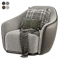 Gray And Beige Fabric Armchairs With Leather Armrests Plaid Geometric Pillows And Cozy Blankets