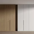 Modern Sleek Built In Wardrobe With Natural Wood And Matte White Panels For Bedroom Storage