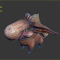 Pinkish Orange Cartoon Fantasy Game and Movie Character With Large Nose Long Ears Yellow Eyes