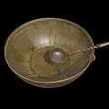 Vintage Brass Bowl With Wooden Handle Spoon Classic Tableware Set Design