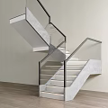 Modern Staircase With Concrete Structure Glass Railing And LED Lighting Interior 3d model