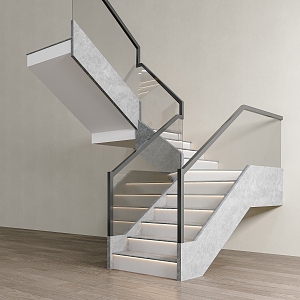 Modern glass handrail staircase 3d model